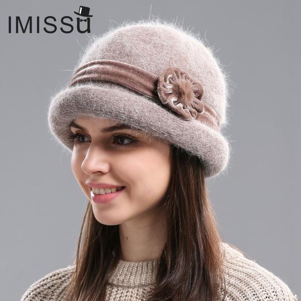 imissu autumn&winter fedora fur hat for women women's casual cap solid colors gorros cap modeling fashion elegant, Blue;gray